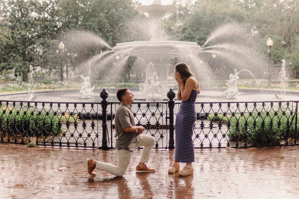 Unforgettable Rainy-Day Proposal in Savannah