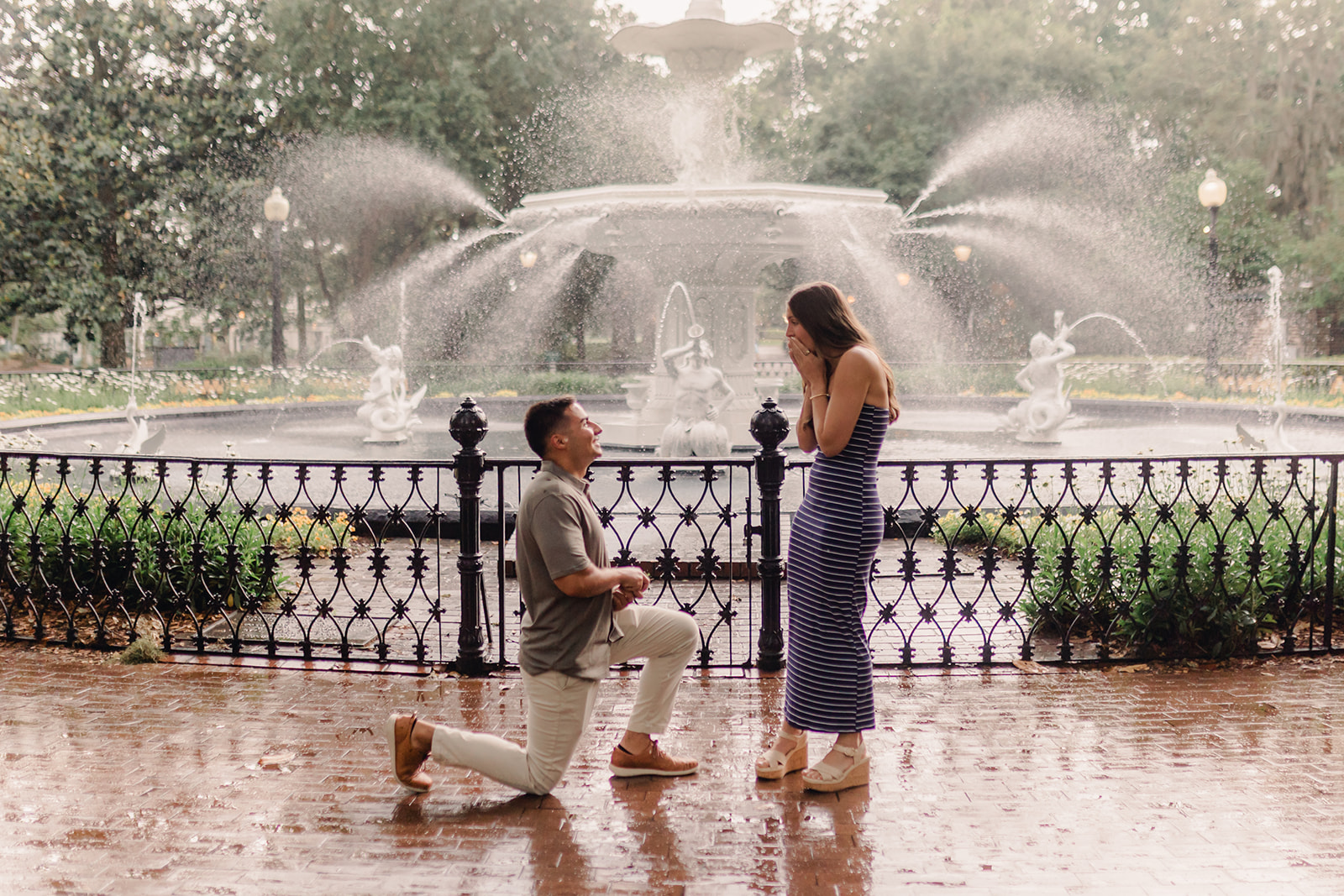 Unforgettable Rainy-Day Proposal in Savannah