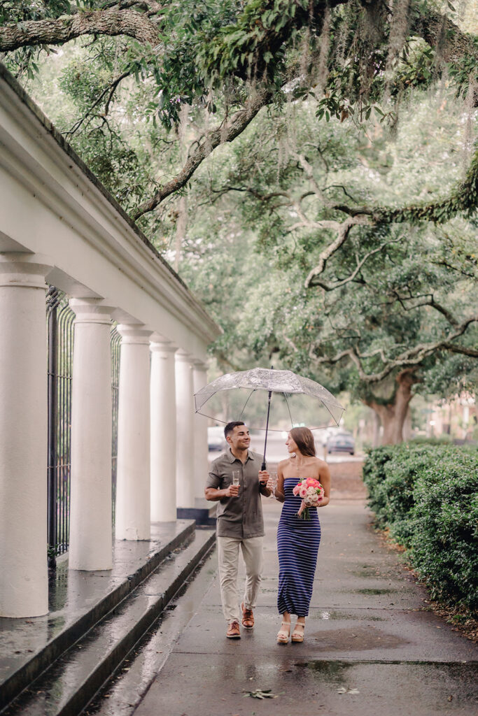 Unforgettable Rainy-Day Proposal in Savannah