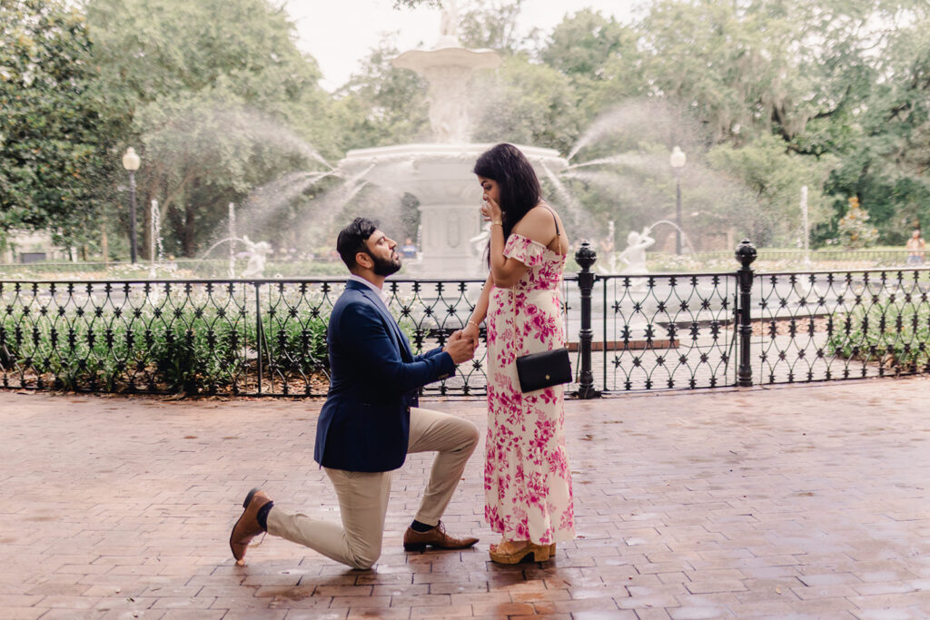 A Romantic Surprise Proposal at Forsyth Park
