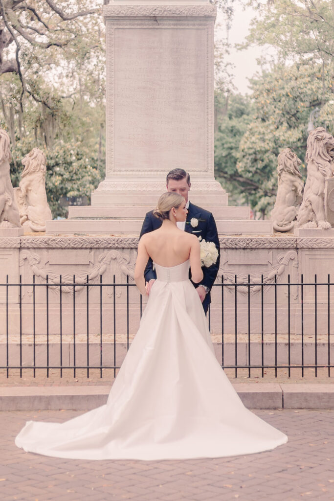 Wedding First Look - Bride and groom portraits during first look.