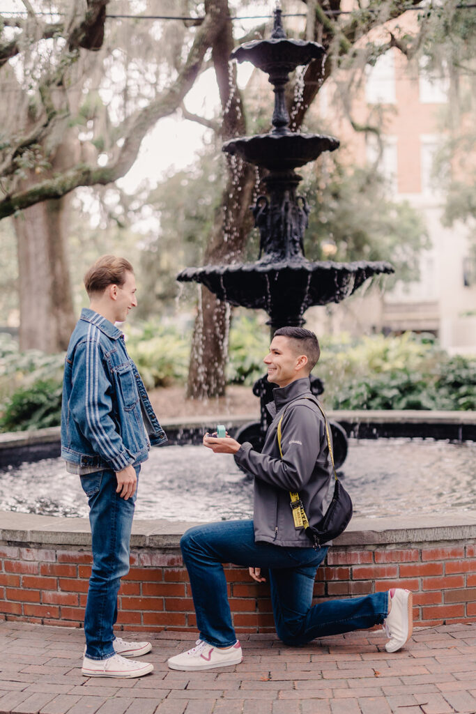 Proposal at Lafayette Square in Savannah.