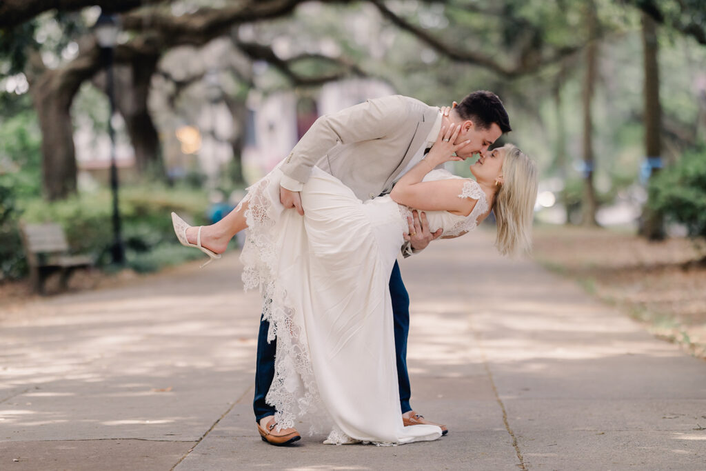 Engagement photos at Forsyth Park's Fragrant Garden.