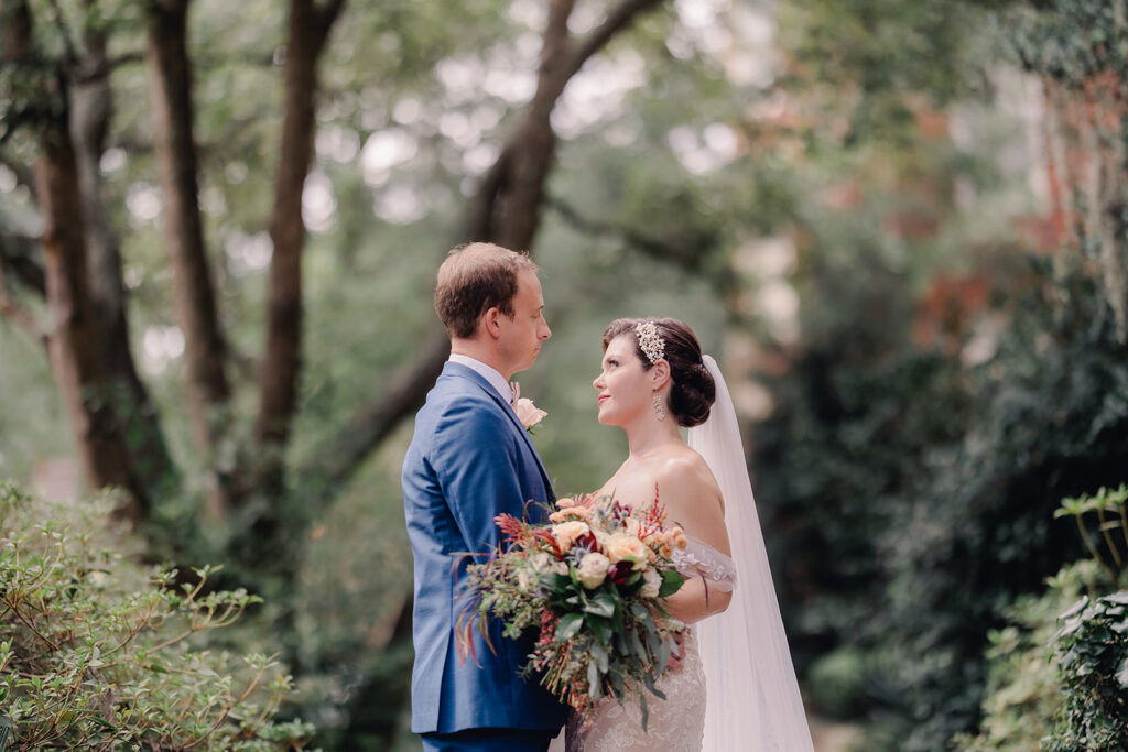 Bride and groom portraits in Savannah, GA.