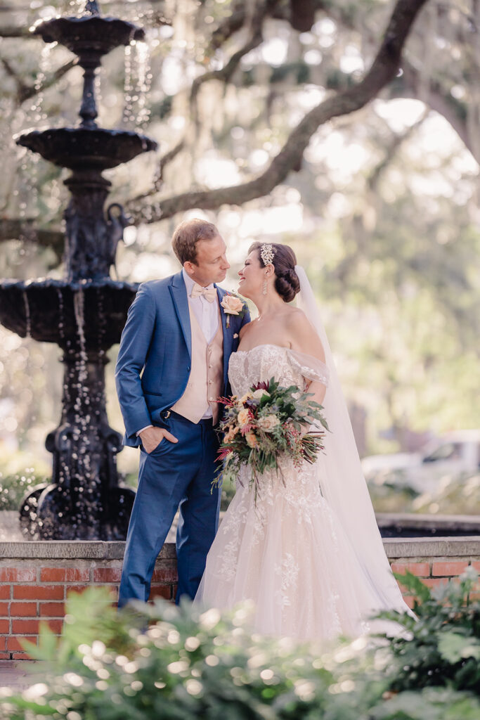 Bride and groom portraits in Savannah, GA.