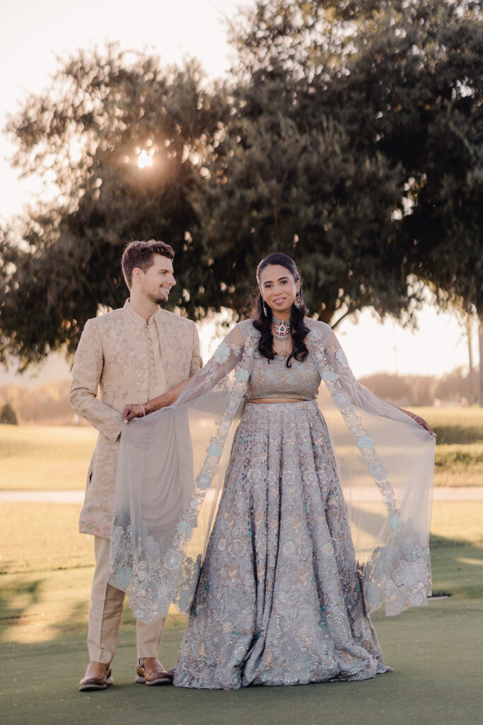 Indian Pre-Wedding Ceremony with photo of bride and groom.