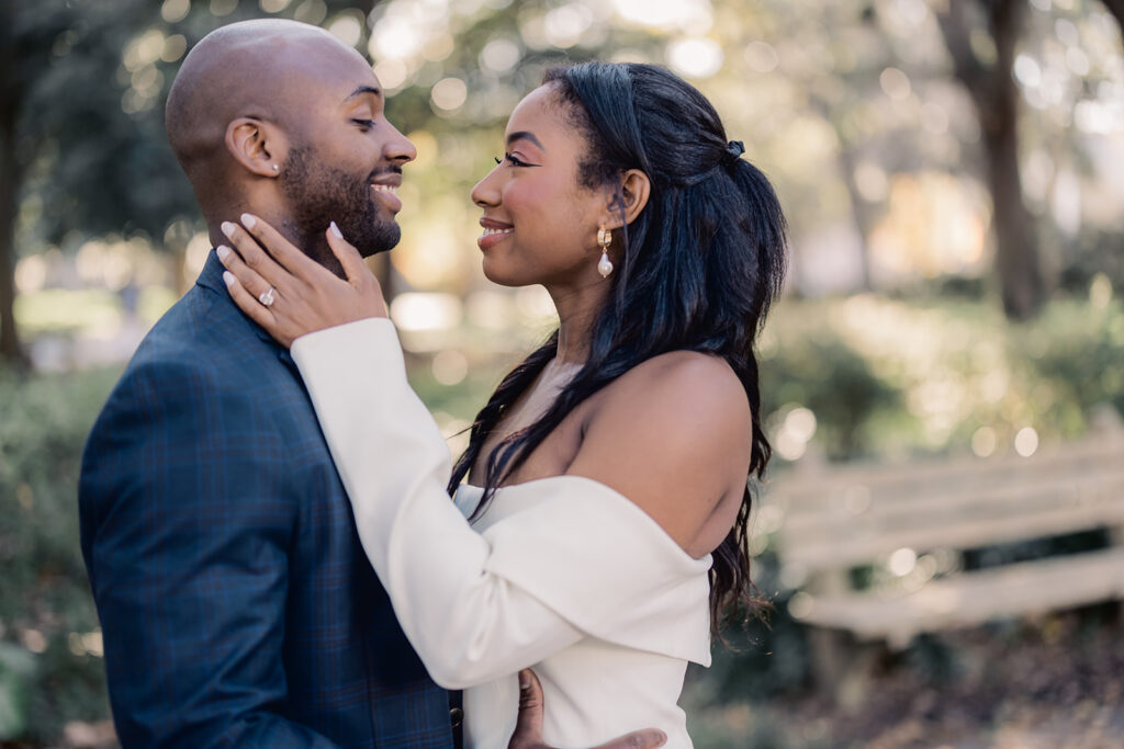 Savannah engagement session with photo in the historic district.