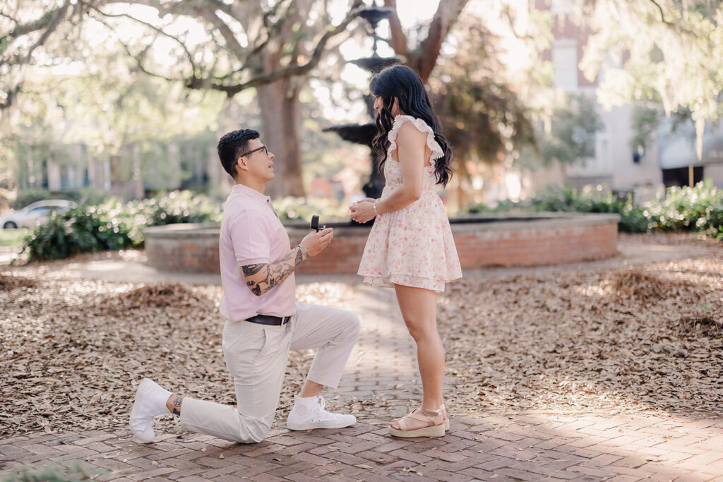 Proposal at Lafayette Square in Savannah. 