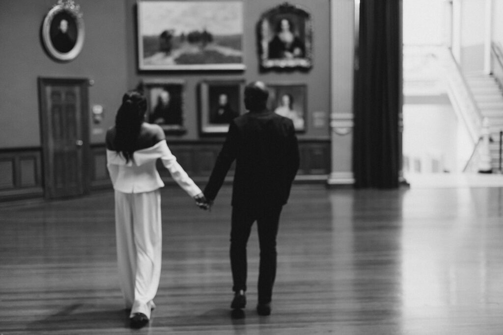 Savannah engagement session with photo in the historic Telfair Museum.