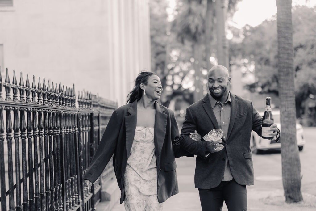 Savannah engagement session with photo in the historic district.