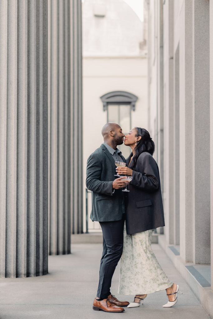 Savannah engagement session with photo in the historic district.
