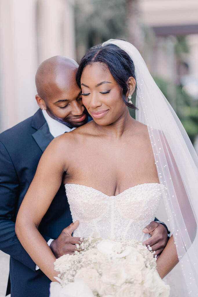 Wedding First Look - Bride and groom portraits during first look.