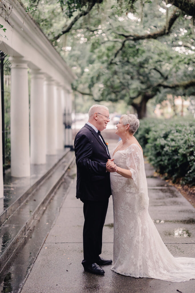 An elopement at Forsyth Park's Fragrant Garden.