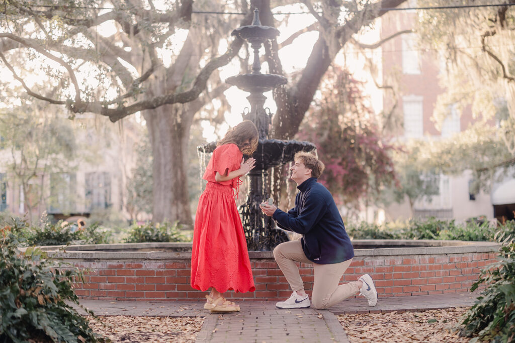 Proposal at Lafayette Square in Savannah. 