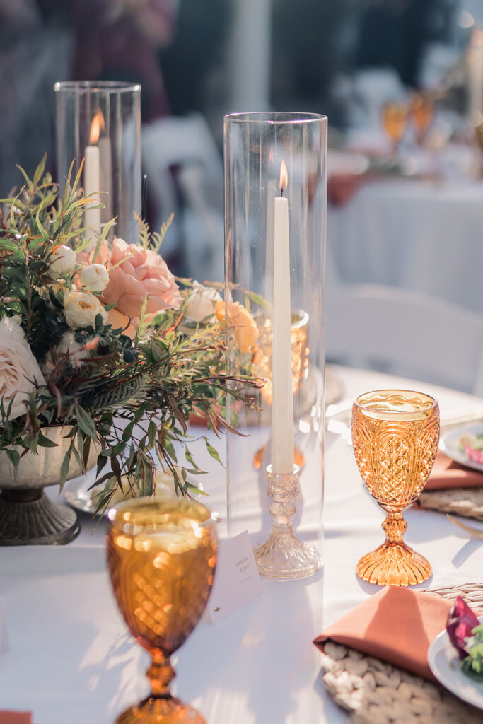 Fall wedding inspiration with rust orange tableware at Savannah wedding.