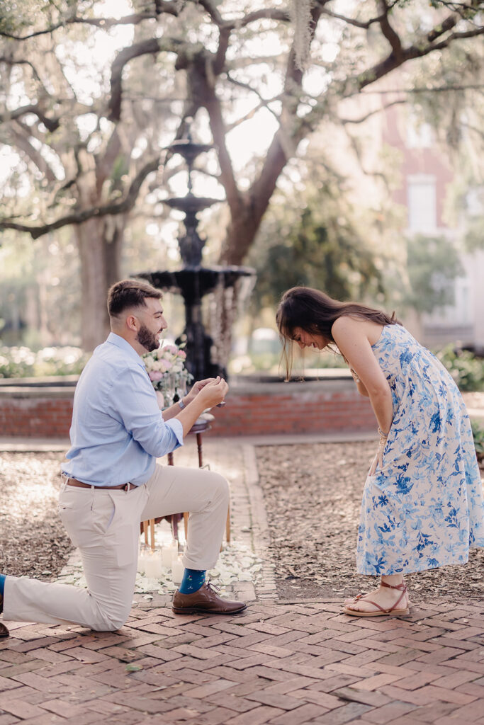 Proposal at Lafayette Square in Savannah.