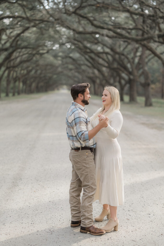 Couple portraits at Wormsloe Historic Site in Savannah, GA - Esther Griffin Photography