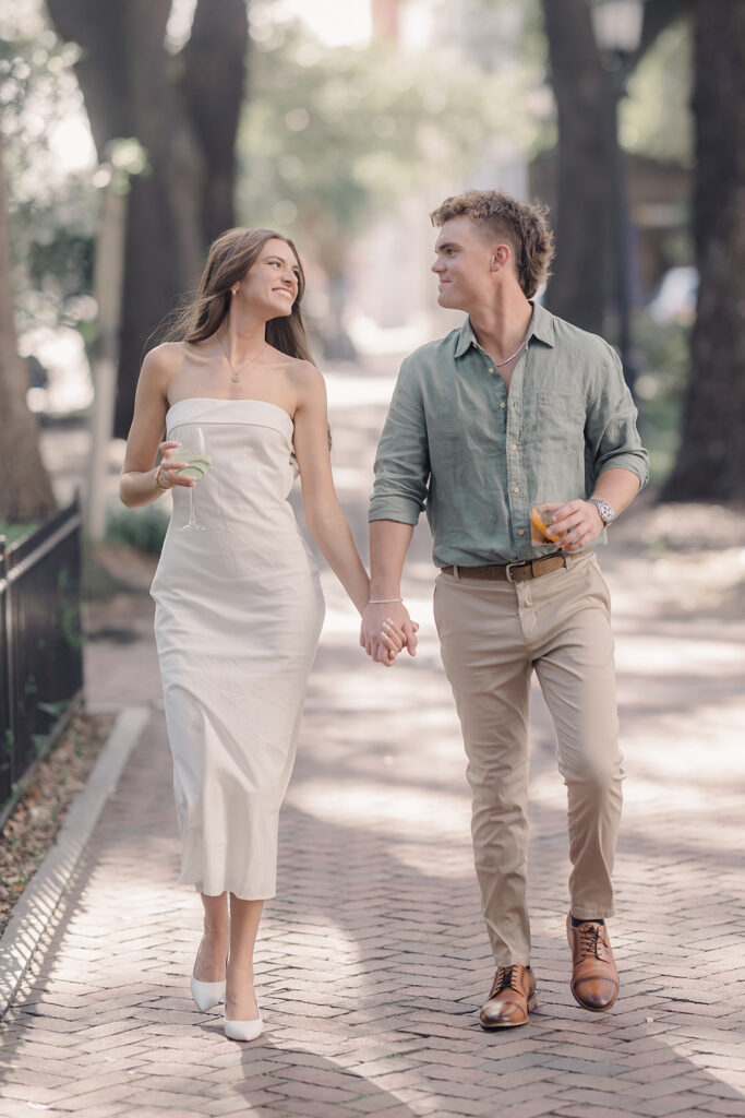 Couple photo on Bay Street in Savannah.