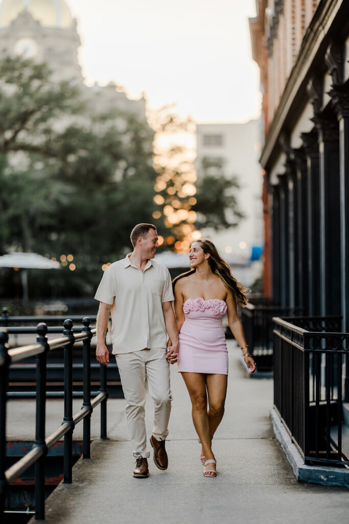 Couple photo on Bay Street in Savannah.