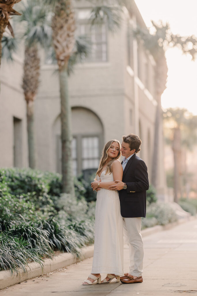 Couple photo on Bay Street in Savannah.