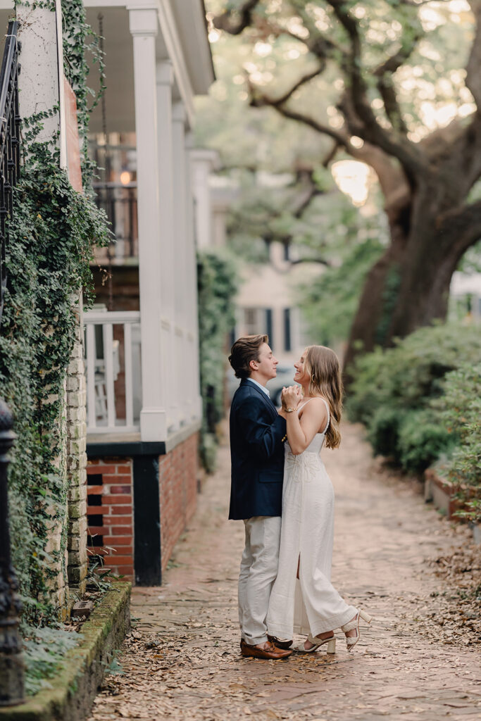 Couple portraits on Savannah's historic streets - Best Photo Locations in Savannah - Esther Griffin Photography