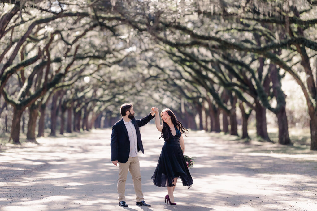 Couple portraits at Wormsloe Historic Site in Savannah, GA - Esther Griffin Photography