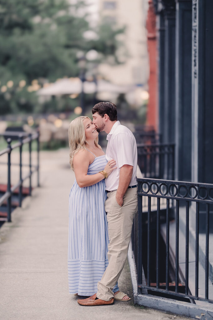 Couple photo on Bay Street in Savannah.