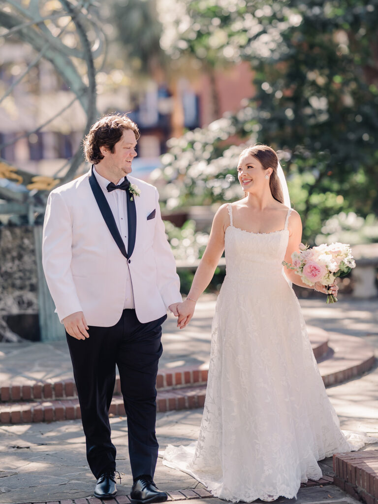 Couple wedding portraits at Ships of the Sea Maritime Museum in Savannah - Esther Griffin Photography