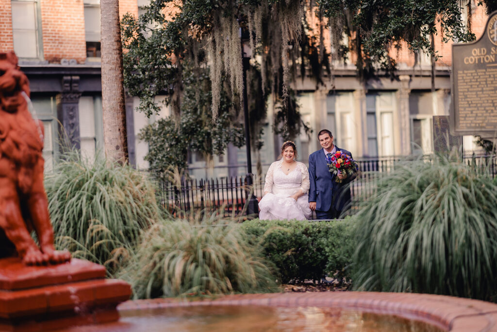 Couple photo at Emmet Park in Savannah.