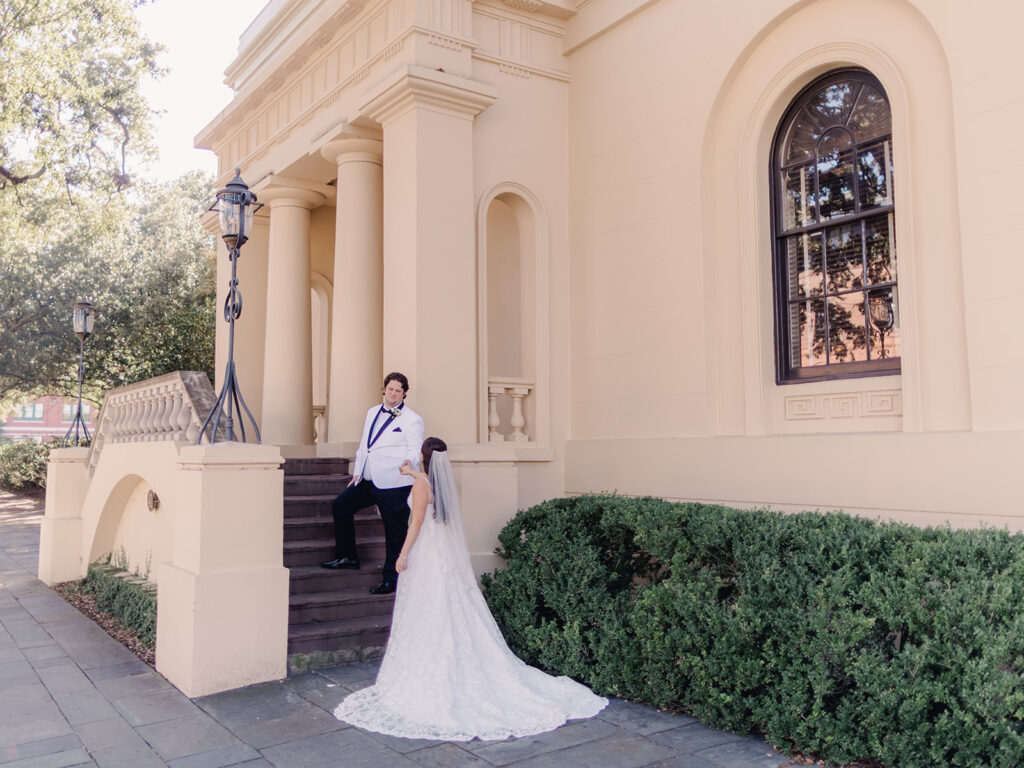 Wedding Couple Portraits at Ships of the Sea Maritime Museum in Savannah - Esther Griffin Photography