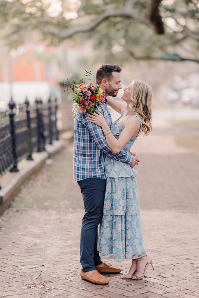 Couple portraits on Savannah's historic streets - Best Photo Locations in Savannah - Esther Griffin Photography