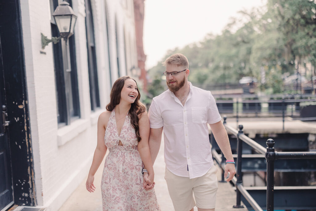 Couple photo on Bay Street in Savannah.
