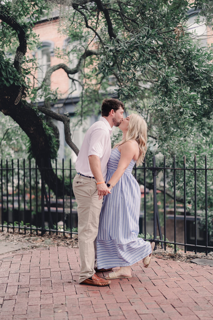 Couple photo on Bay Street in Savannah.