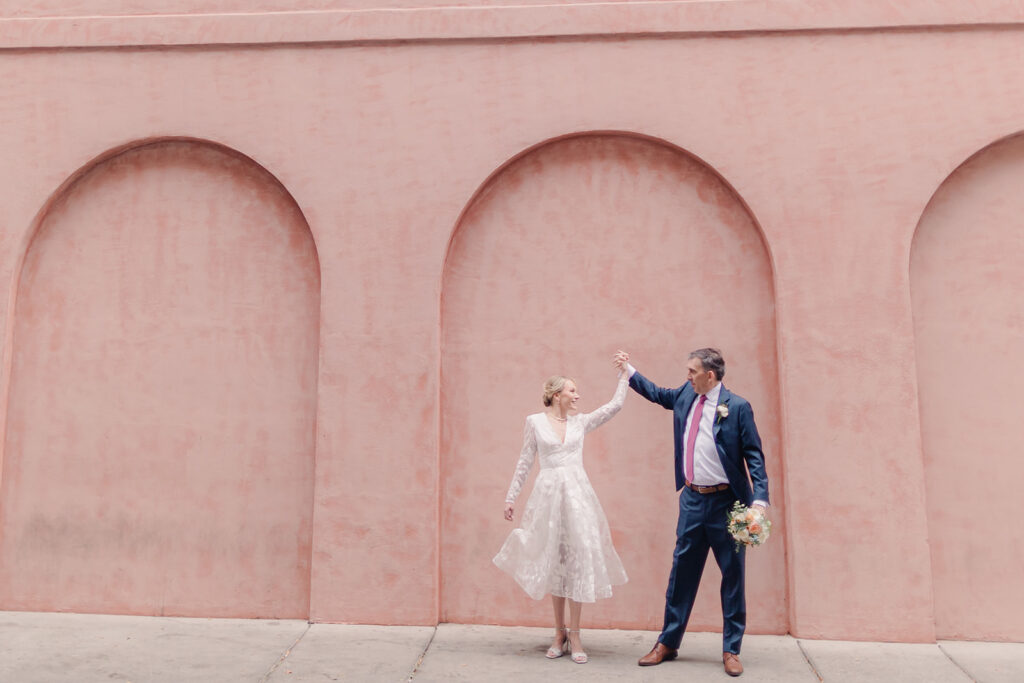 Couple portraits at the Olde Pink House in Savannah, GA - Esther Griffin Photography