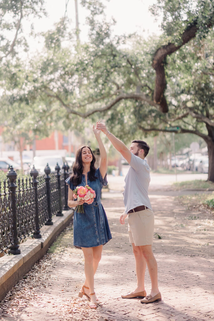 Couple portraits on Savannah's historic streets - Best Photo Locations in Savannah - Esther Griffin Photography