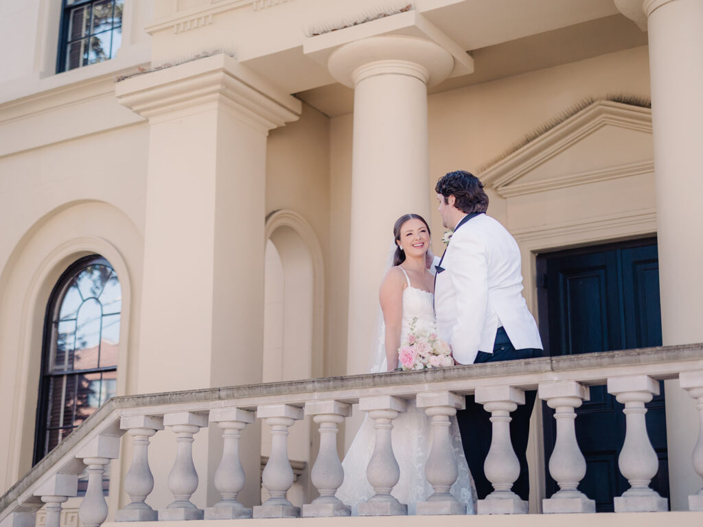 Couple wedding portraits at Ships of the Sea Maritime Museum in Savannah - Esther Griffin Photography