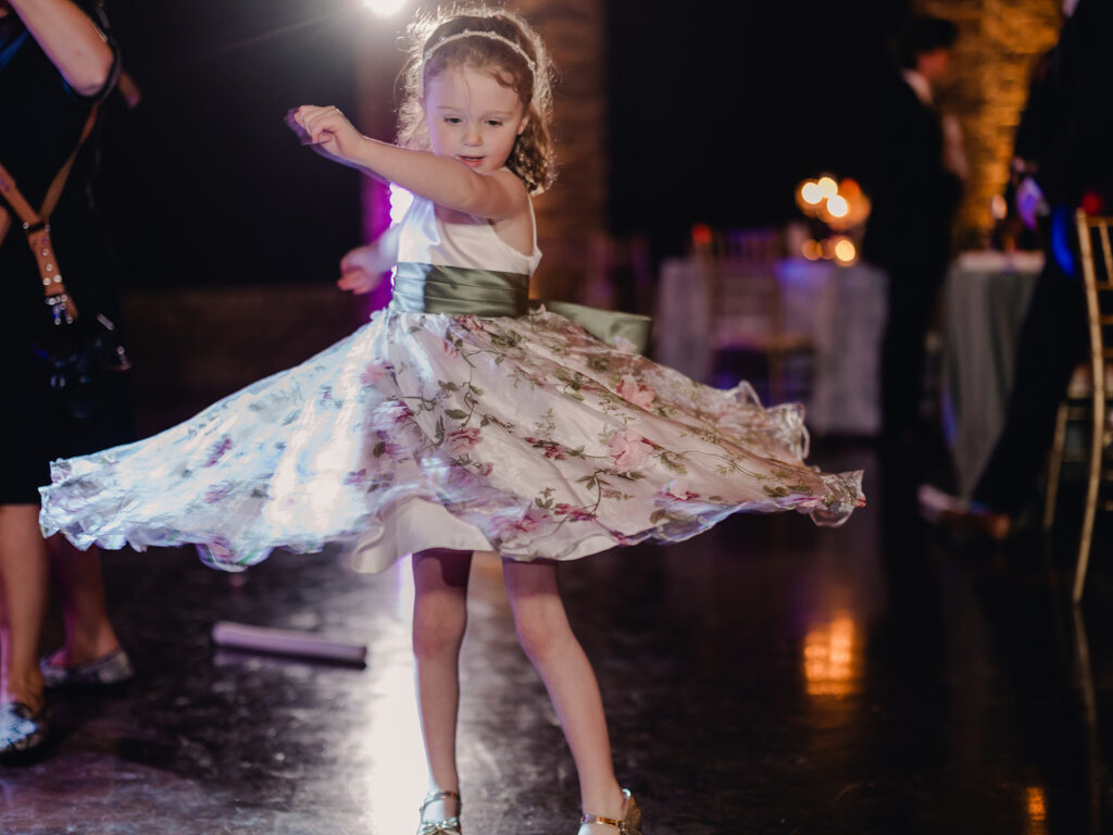 Flower Girl Dancing - Luxury Charles Morris Center Wedding - Esther Griffin Photography