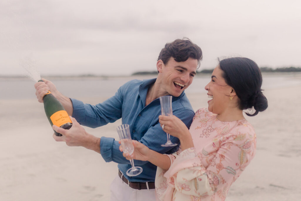 Proposal at sunset on Tybee Island - Esther Griffin Photography