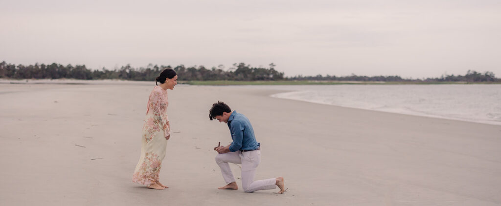 Proposal at sunset on Tybee Island - Esther Griffin Photography