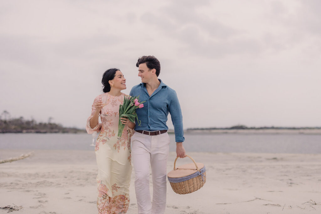 Proposal at sunset on Tybee Island - Esther Griffin Photography